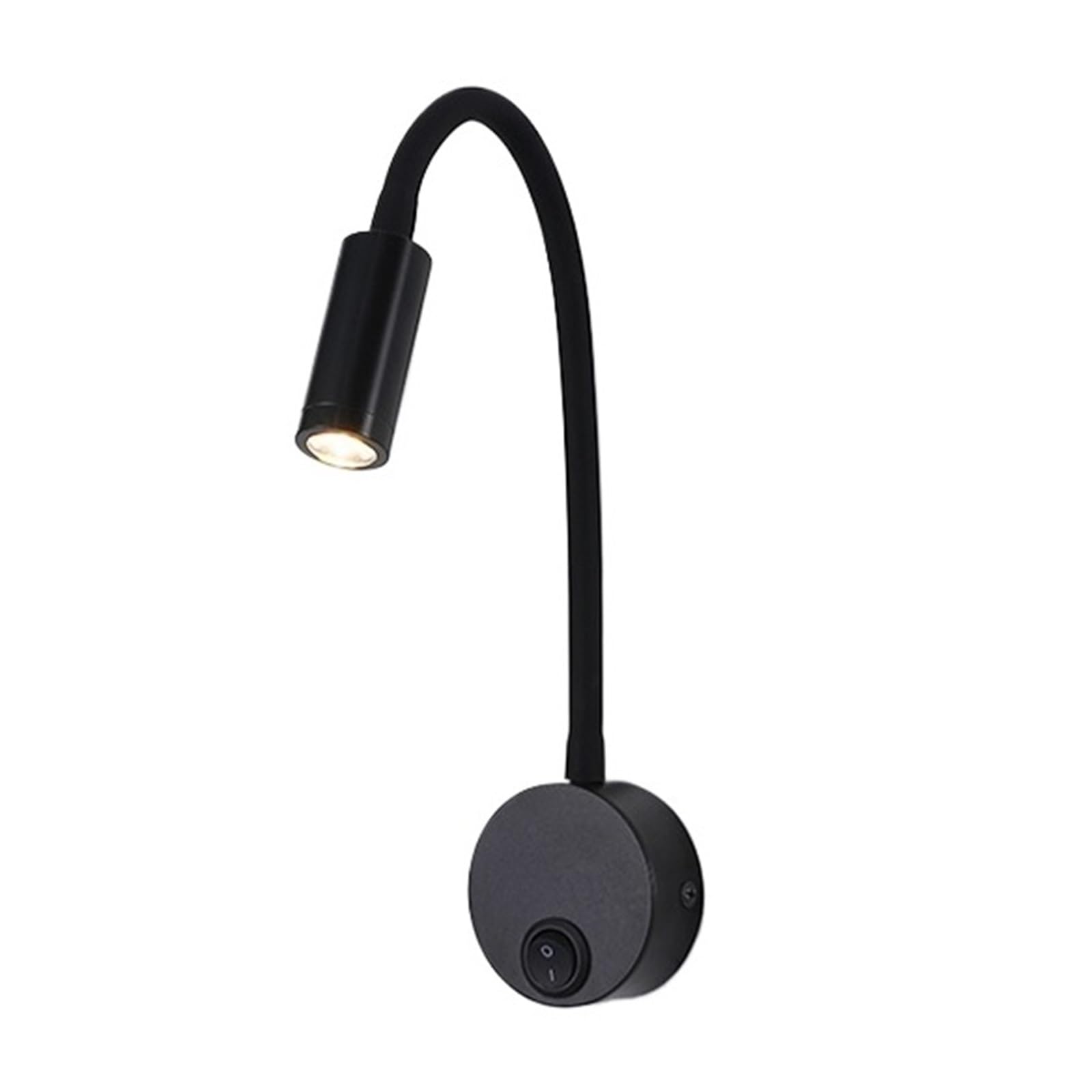 DOTHMVGTD LED 3W Gooseneck Reading Wall Lamp Flexible Adjustable with Switch Work Study Mounted 85-265V Bedroom Bedside Night Light No Wiring Needed(Black)