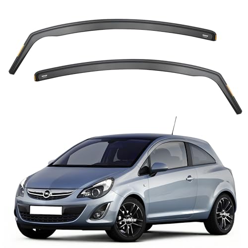 iSpeed Wind Deflectors For Vauxhall Corsa D mk3 2006-2014 3 Door Hatchback 2pc Set - Keep Your Car Ventilated in Rain - Reduce Wind Turbulence - Tinted In-Channel Type