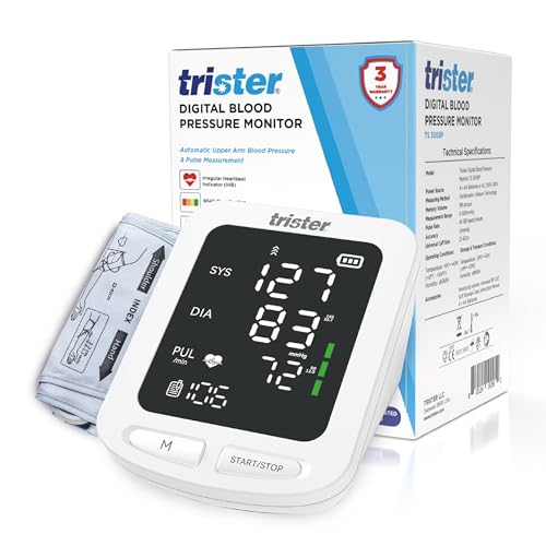 Trister Digital Blood Pressure Monitor TS300BP - 199 Memory Groups Universal Cuff 2243cm Large Display Irregular Heartbeat Indicator