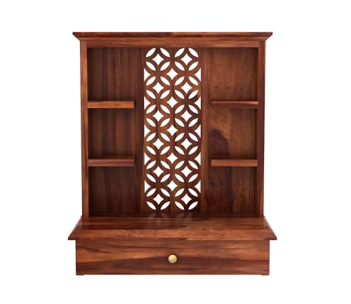 Image of SEENO Kamdhenu Art And Craft Wooden Temple /Home Temple /Pooja Mandir /Pooja Mandap /Temple, 62 Cm