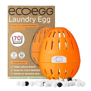 Ecoegg Laundry Egg | Detergent & Fabric Conditioner Replacement | Non bio, no enzymes, phosphates, bleach | Sensitive Skin | Orange Blossom 70 Washes