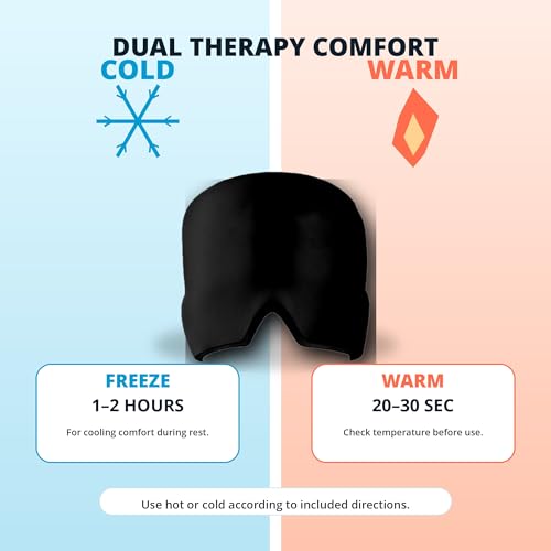 Image of Headache Relief Hat Migraine Cap, Wearable Migraine Mask Ice Head Wrap for Tension Headache, Puffy Eyes, Sinus Headache & Stress Relief Gel Cold Compress