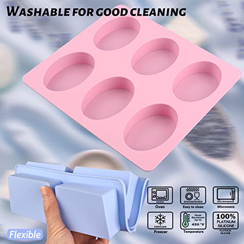 Image of Sakolla 2 Pack 6 Cavity Silicone Soap Molds Rectangle Oval Silicone Molds Loaf Handmade Molds for Soap Making Supplies DIY Pudding Cake Chocolate Cornbread Biscuit Jelly