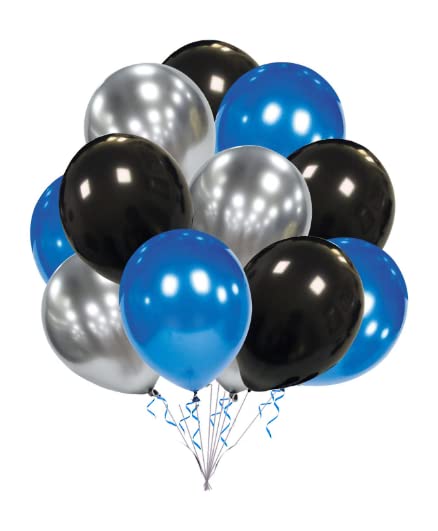 Flyloons Black Blue Silver Balloons Pack of 100 for birthday decoration ...