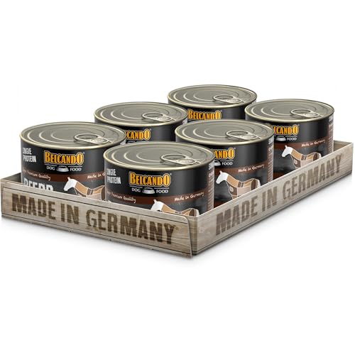 BELCANDO Single Protein Nassfutter für Hunde, Pferd, 6X 200g Dose, sortenreines Hundefutter nass, für alle Rassen, Made in Germany