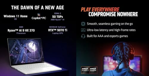 Image of ASUS ROG Zephyrus AI Gaming Laptop 14.0 inch 120Hz OLED 2.8K Display (AMD Ryzen AI 9 HX 370, GeForce RTX 5070 Ti 12GB, 32GB LPDDR5X, 4TB PCIe SSD, RGB KB, WiFi 7, Webcam, Win 11 Pro) w /USB-C Dock