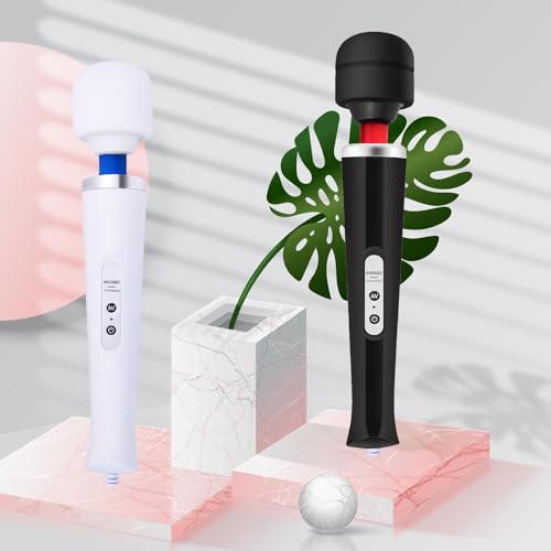 Image of Electric Wand Massager - Powerful Handheld Back Massager with 10 Rhythmical Speeds, Wired Deep Tissue Vibrating Massager for Muscle Aches, Neck, Shoulder & Foot Relief - White