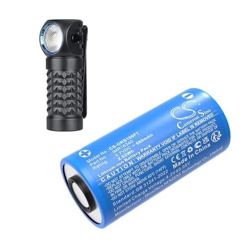 Cameron Sino 680mAh / 2.52Wh Replacement Battery for Olight Baton 3 Perun Mini S1R Baton II IMR16340 ORB-16C05-10C