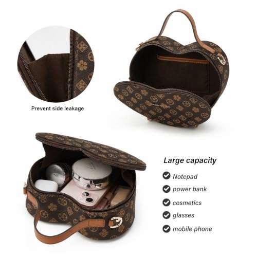 Image of Makes Crossbody Bags for Women Vegan Leather Adjustable Shoulder Strap | Small Purse with Heart Shape Daily Travel College, Large Capacity Handbag Gift for Mother Wife Mom
