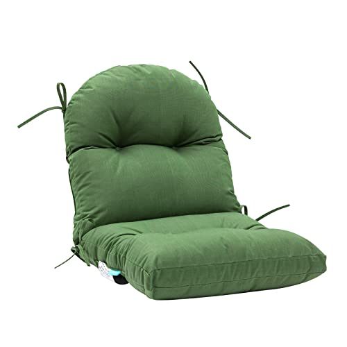Image of QILLOWAY Tufted Outdoor Chair Cushion Set of 4, Waterproof 43x20x4 Inch Non Slip Replacement Pad for Wicker Lounge Patio Furniture, Dark Green
