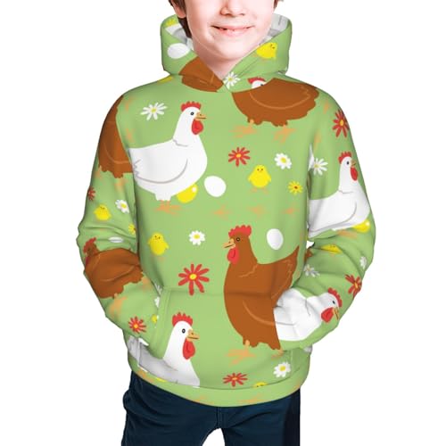Happy Chicken Family Kid Hoodies Boys Sweatshirts Girls Pullover with Pocket3