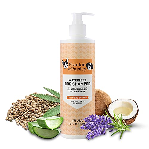 Frankie & Paisley Waterless Dog Shampoo, Natural Dry Shampoo for Dogs or Cats No Rinse Required with Natural Colloidal Oatmeal for a Deodorized Puppy and Quick Grooming - 16 fl. Oz