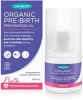 Lansinoh Organic Pre-Birth Preparation Oil - 50ml Bottle perineal Massage Oil, Pregnancy Maternity Massage Oil to Help Prevent tears episiotomy During Labour aids Postnatal Recovery