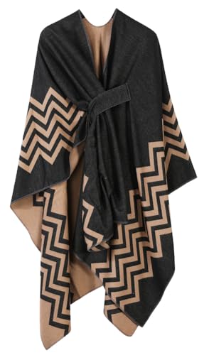 Women's Retro Pashmina Shawl Wraps Fashion Open Front Poncho Cape Large Cardigan Sweater Coat2