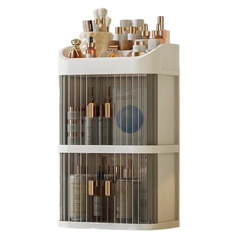 duwiikab Makeup Organizer, Skincare Organizer Jewelry Storage, Cosmetics Storage Display Case Large Capacity Makeup Storage Box 2/3 Layer Multi Compartments Cosmetic Organizer Display Case Beige Trip Cover