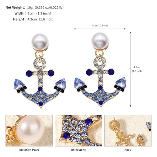 Blue Anchor Earrings Ocean Navy Anchor Hypoallergenic jewelry for women3