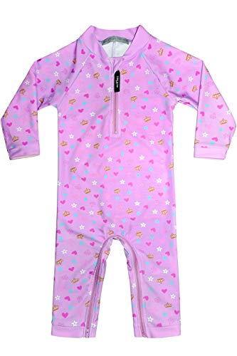 Toddler Star UPF 50+ Protection Swimsuit Baby Cute Crown Bathing Suit Crotch Zipper for Easy Diaper Changes 12-18 Months