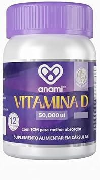 Vitamina D3 50.000UI com TCM – 12 Cápsulas - Suplemento Alimentar