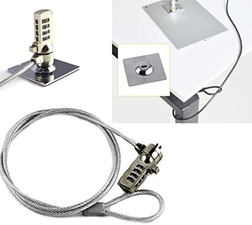 DPC Universal Laptop Cable Lock, Compatible with Kensington, Security Cable Compatible with Apple MacBook Pro, PC, Notebooks, iPhone, and Mac - 1.2m (4 feet) Combination Lock + Locking Plate