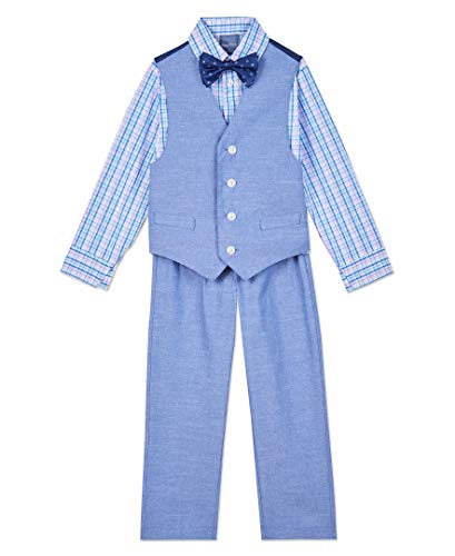 Image of Nautica Boys' 4-piece Formal Suit Set with Vest, Pants, Collared Dress Shirt, and Tie