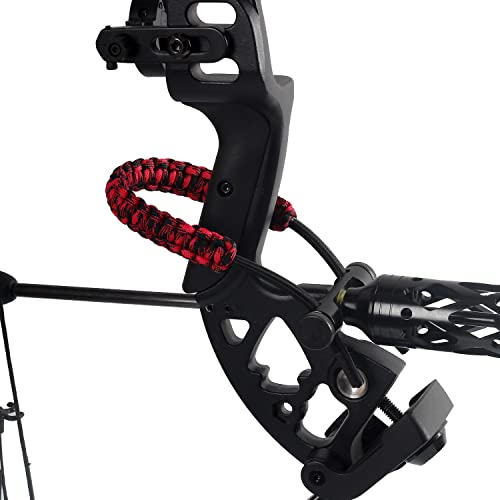 Sopoger Archery Bow Wrist Sling Adjustable Hunting Wrist Strap Braided For Compound Bow Target Shooting Accessories (Black Red) #TOP3