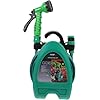 Dévidoir de Tuyau d'Arrosage avec Support Mural, 10 Mètres, Pistolet d'Arrosage Multi-Jets, Vert (ovale)