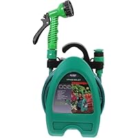 Dévidoir de Tuyau d'Arrosage avec Support Mural, 10 Mètres, Pistolet d'Arrosage Multi-Jets, Vert (ovale)