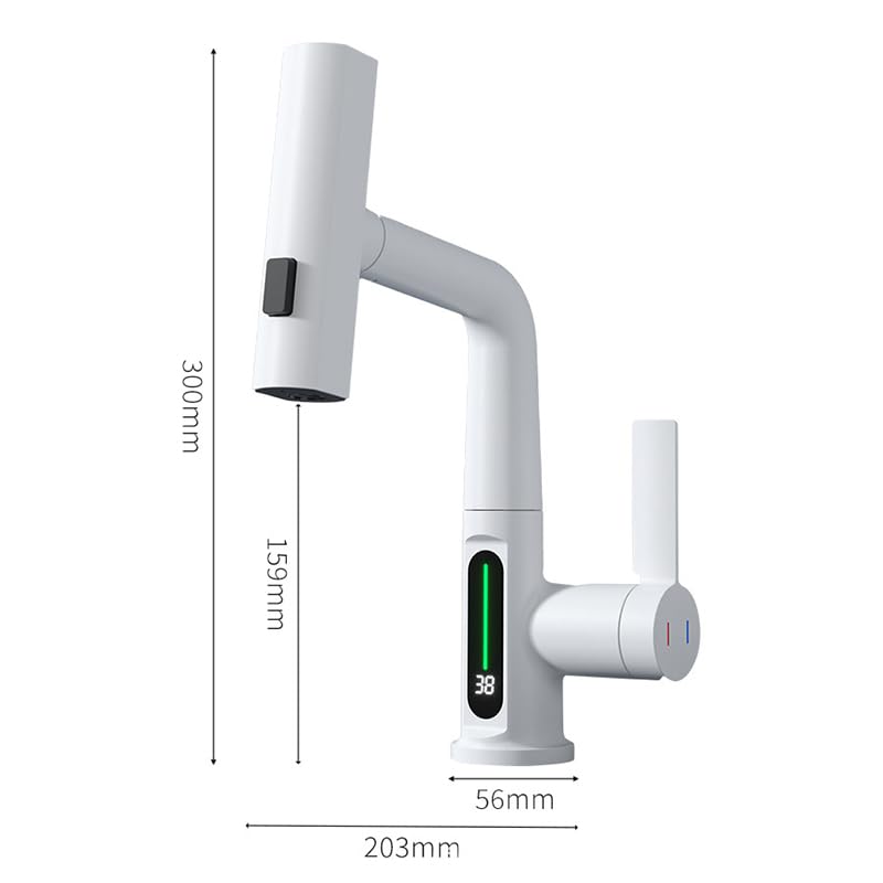 Mitigeur cascade extractible blanc à affichage numérique intelligent - 7