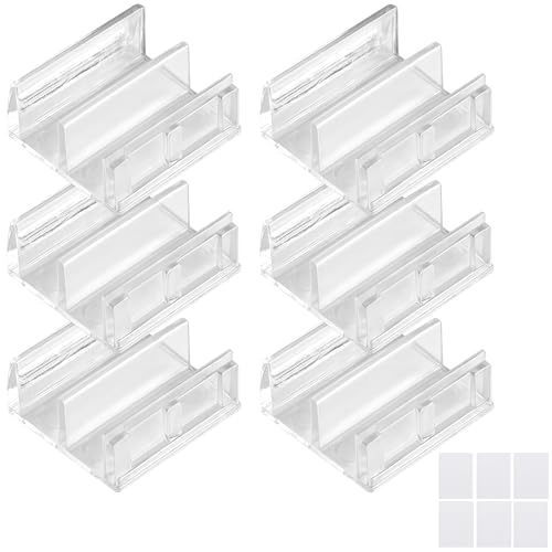 Nkiy Quen 6 Pcs Clear Sliding Shower Door Bottom Guide, 1/2 Inch Channels Shower Doors Bottom Track, Shower Door Bottom Guide Rail for Top Hung Glass Doors Tub Enclosure Systems
