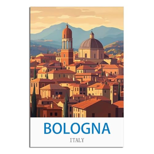 Poster voyage Bologne vintage LNBIAND 60x90 cadeau idéal passionné Italie