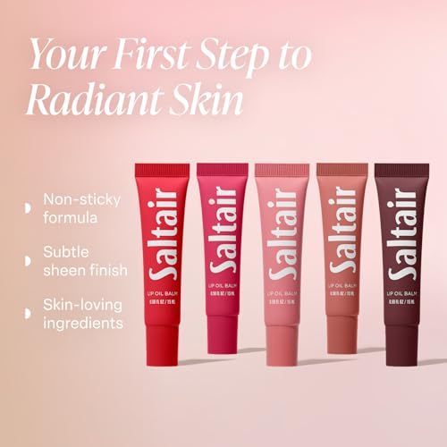 Saltair Hydrating Lip Oil Balm, Clear and Tinted Lip Gloss, Everyday Shades 5-Pack. Moisturizing Vegan Conditioning for Dry Cracked Lips with Glossy High-Shine Finish. Coconut Vanilla Flavor - Thumbnail 2