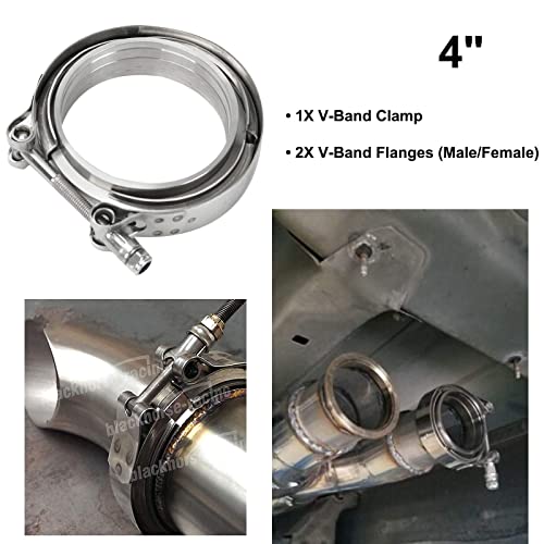 4" Inch V Band Clamp With Stainless Steel Flange 4 Inch V Band Bolt Clamp With 2 Male Female Flanges For Turbo Pipe Performance Exhaust Sysformance Exhaust Pipes #TOP4