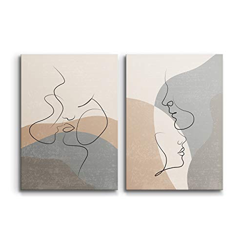 DON LETRA Juego de 2 Cuadros en Lienzo, Pareja Arte Abstracto, 60 x 40 x 2 cm (2 Piezas), Cuadros Modernos para Decoración de Salón y Dormitorio, 100% Políester, Bastidor de Madera, LZ-009