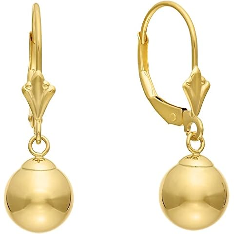 Art and Molly 14k Yellow Gold Ball Drop Earrings with Leverback (8mm, yellow-gold) Cover