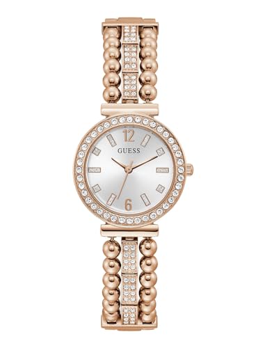 GUESS US Montre analogique pour Femme en Or Rose et Strass, Ton Or Rose/argenté, Taille Unique, GW0401L3-AMZUK