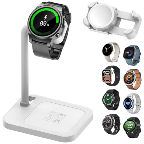 Base de carga universal ajustable para reloj inteligente con soporte telescópico, compatible con Samsung Galaxy, Google Pixel, Huawei, Garmin, AMAZTIM, Fossil, Fitbit, Amazfit, Suunto, Xiaomi (02S W)