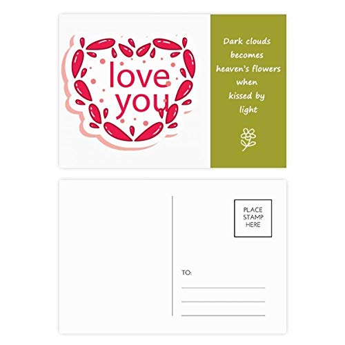 Cartes postales rose Valentin avec poésie amour de 20 pièces
