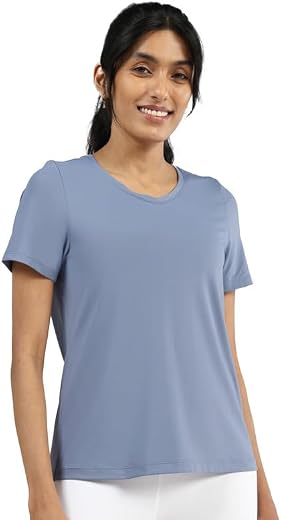 BlissClub Women Nylon Blend Solid Classic Fit T-Shirt