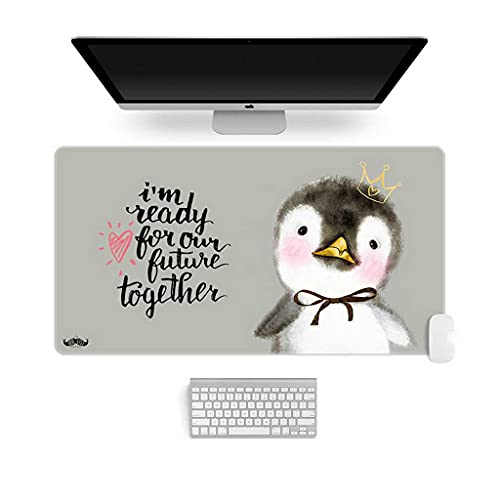 Tapis de souris gaming XXL 1000x500mm motif pingouin pour PC