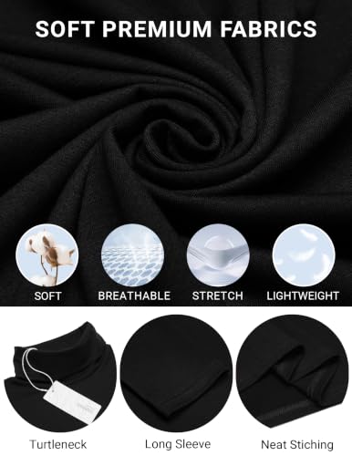 COOFANDY Men's Casual Slim Fit Turtleneck Long Sleeve T Shirts, Black, XL - image 6