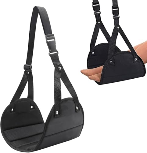 Travel Foot Rest Hammock for Airplane & Office, Adjustable Foot Hammock Under Desk, Adjustable Folding Hanging Foot Hammock Under Desk Portable Foot Hammock for Office Home Airplane Travel Car