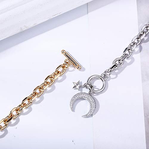 Bracciale da donna con luna / stella, ciondolo in