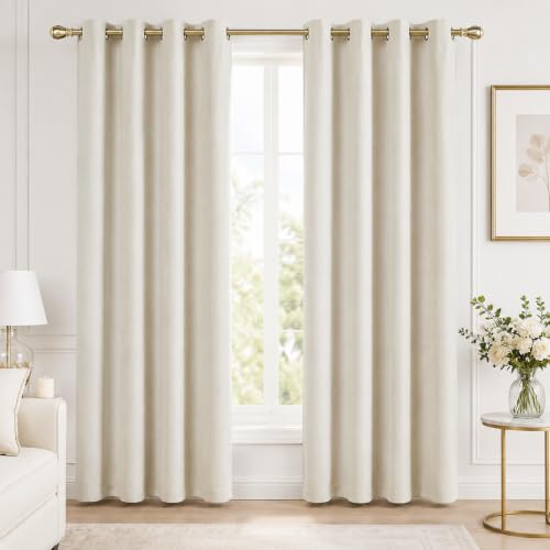 Deconovo Linen Textured 100% Blackout Curtains for Bedroom 84 Inches Long
