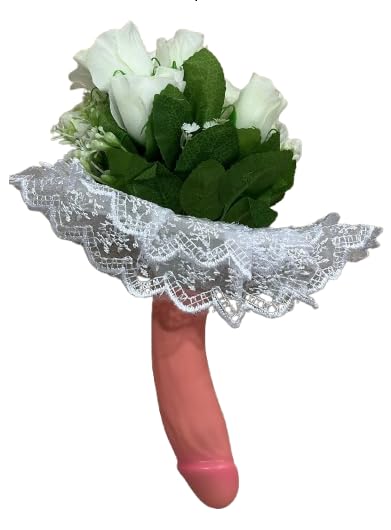 Addio al Nubilato Bouquet di Fiori Finti, Mazzo di Rose Bianche per la Sposa - Gadget Addio al Nubilato