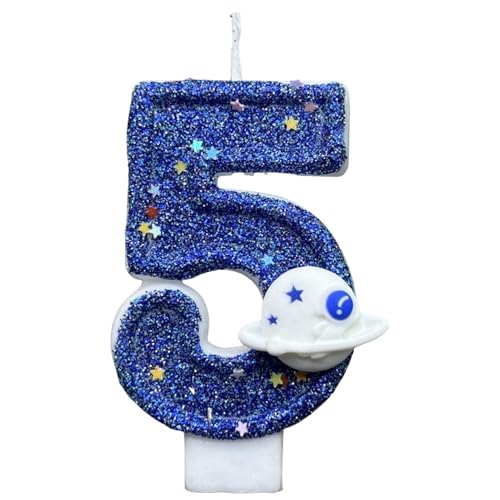 Velas con números temáticos espaciales para pasteles, 28 g, decoración de cumpleaños para niños y adultos, divertida decoración de galaxia para celebraciones, reuniones y fiestas, decoración de