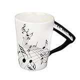 porzellan figuren musiker Hauptfarbe: weiß, schwarz Sharplace Kreativer Musik Becher mit Klavier Griff und Schwarzem Note Muster, aus Porzellan, Ideal für Weinachten Geschenke