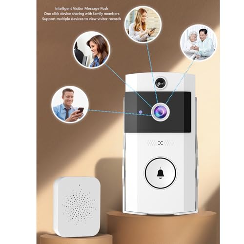 Annadue Smart WI - Fi Video Dimensor con Lente de Gran Angular HD, Cámara de Timbre Inalámbrica con Audio de Dos Vías, Notificaciones de Aplicaciones Móviles, Diseño Elegante para la - imagen 7