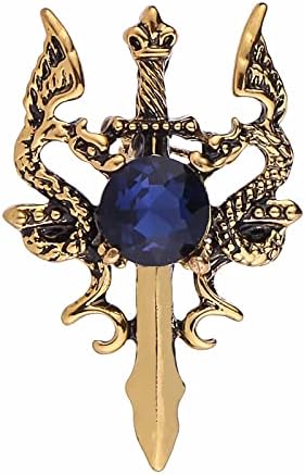 Dragon Sword Brooch Crystal Double-Dragon Lapel Pin Fashion Collar - View #8