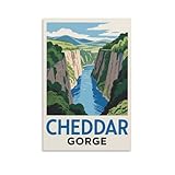 FJIWECWSQ Cheddar Gorge Vintage-Reiseposter, 60 x 90 cm, Leinwand, Wandkunst, Gemälde, Drucke