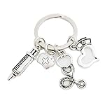 Llavero para hombre Jeringa para Enfermera con tapón de jeringa y Llavero médico para Enfermera, Caja médica, joyería médica, Regalo de Graduado